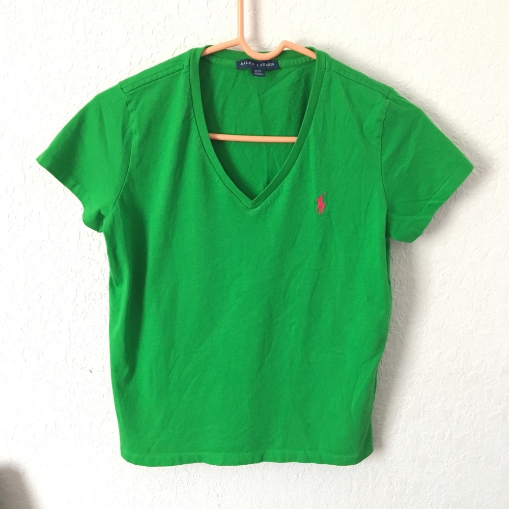 Green Ralph Lauren v-neck shirt